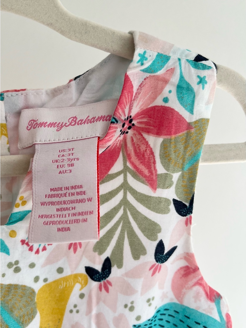 Tommy Bahama Tropical Floral Sleeveless Dress Kids Girl 3T w/Star Button Details - Picture 10 of 10